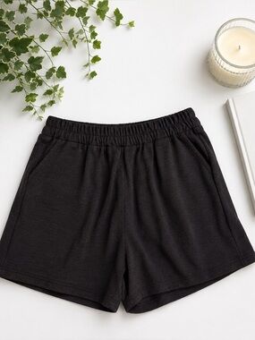 NWT Zenana Cotton Slub Shorts | Black | Lightweight Shorts | Size Small
